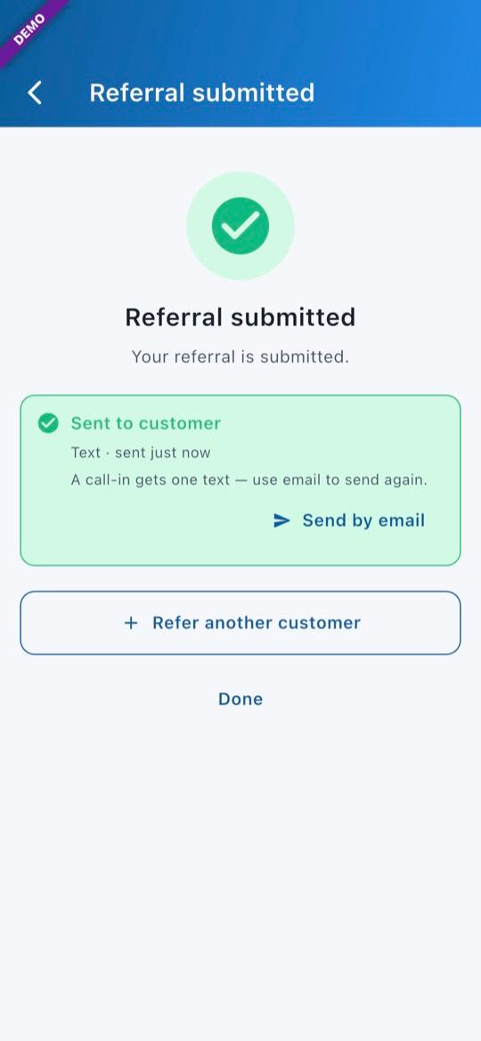 App screen: Sent