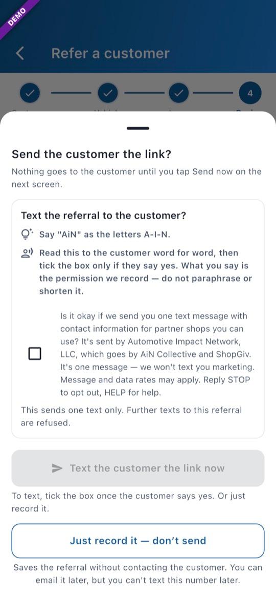 App screen: Just record it — don’t send