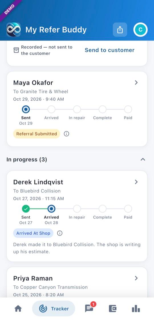 App screen: It stays in the Tracker