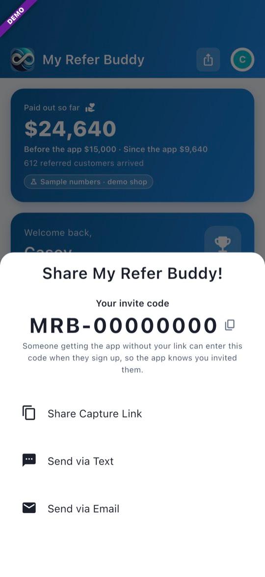 App screen: Send it by text